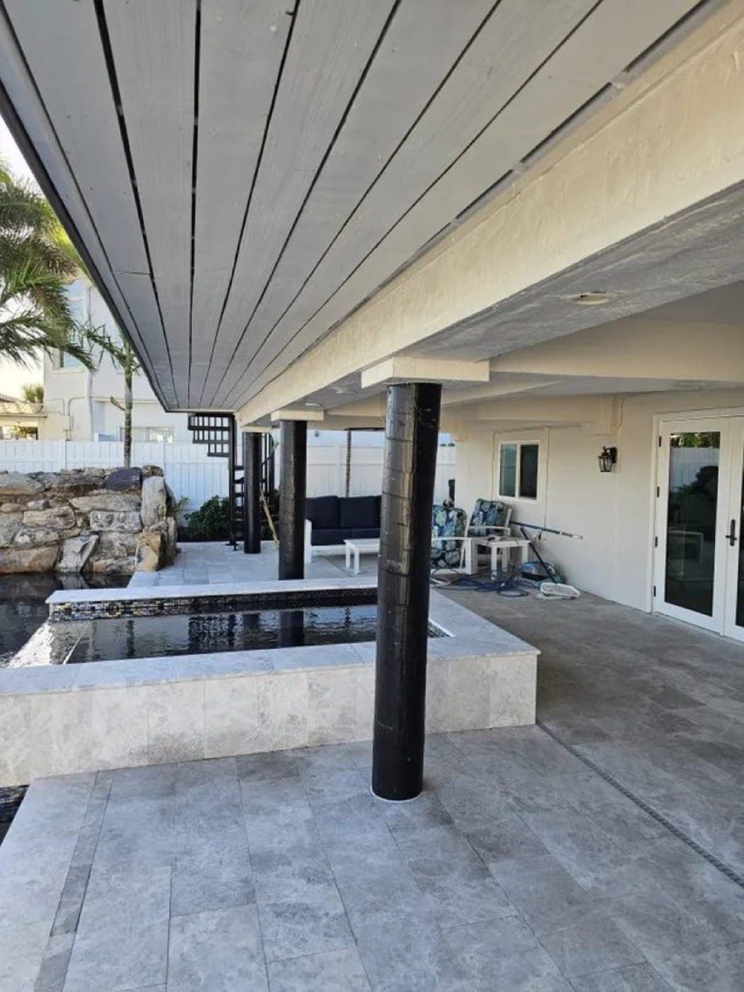 Repaired exterior wall corner